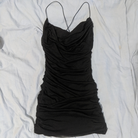 GARAGE onyx black mesh mini bodycon dress - Picture 1 of 3